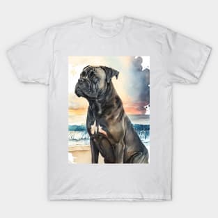 Watercolor Cane Corso Dog on the Beach T-Shirt